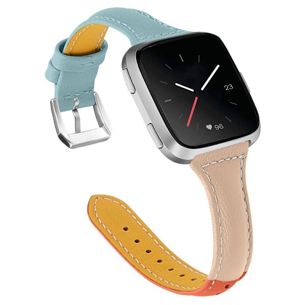 Fitbit Versa aito nahkainen kellonauha - Syaani / Khaki / Oranssi Orange
