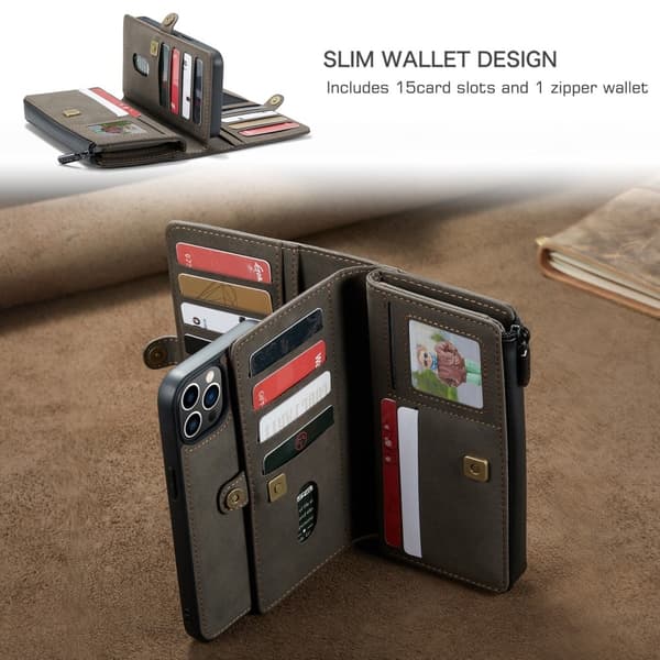 CaseMe iPhone 13 Pro 2i1 Lommebok - Brun Brown