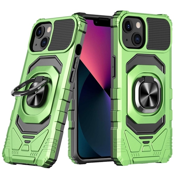 Bulksourcing iPhone 13 6,1 tommer Kickstand Design Ridsefast Bumpbestandig og fleksibel Hybrid Phone Case Air Cushions Cover - Grøn Green