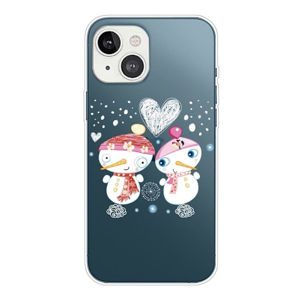 Julfodral till iPhone 14 Plus - Snögubbe Par Vit