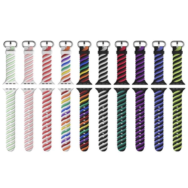 Apple Watch 40mm unik farve twist silikone urrem - Rød / Grøn Green
