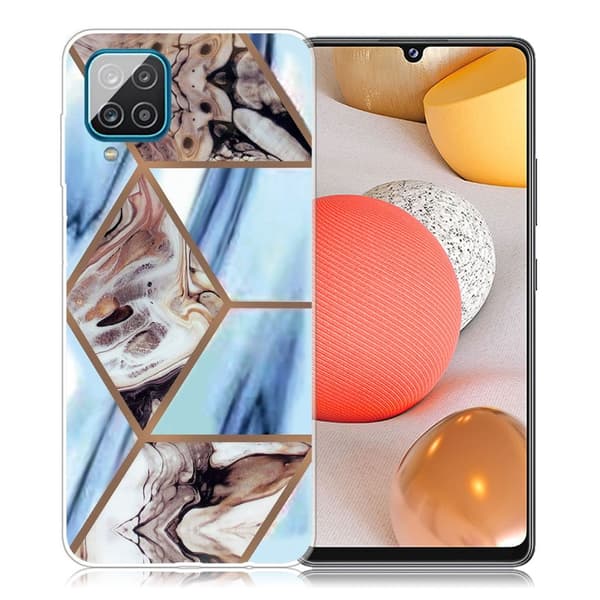 Marble Samsung Galaxy A42 5G Etui - Sky Blue and Brown Marble Multicolor