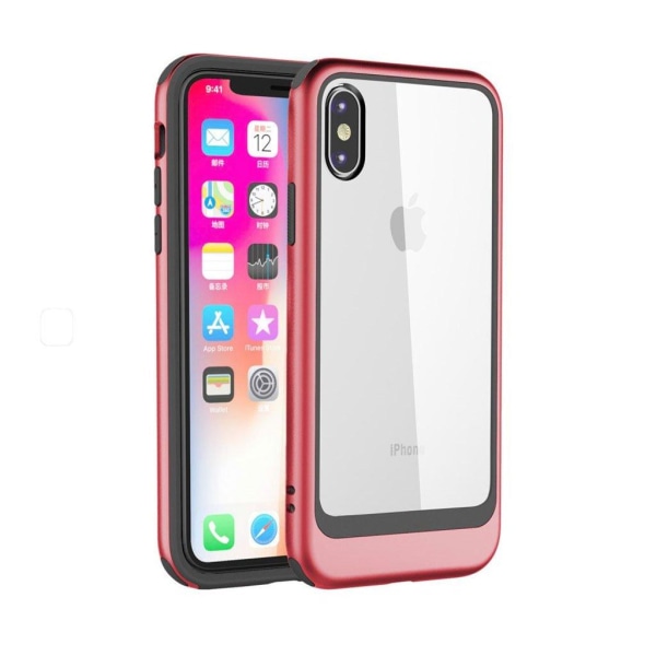 iPhone Xs Max transparentti hybriidi muovinen takasuoja kuori - Punainen Red