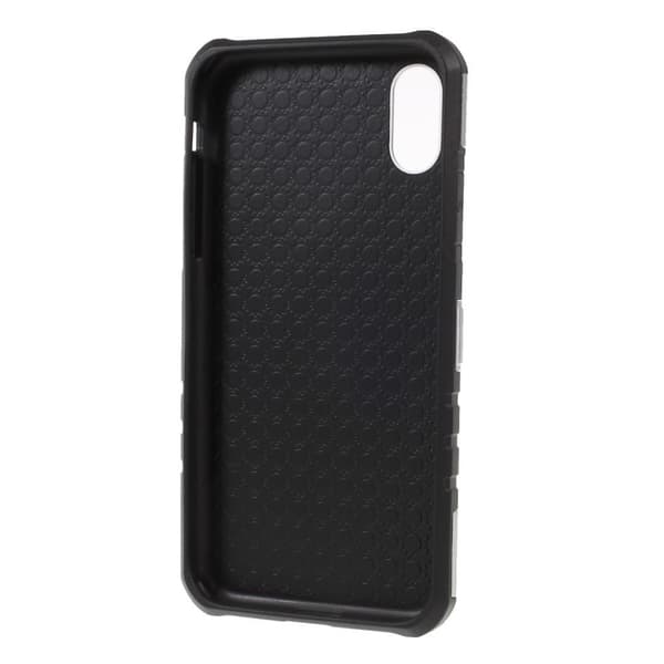 iPhone Xr hybrid etui med tandhjulsmønster og kickstand - Sølv Silver grey