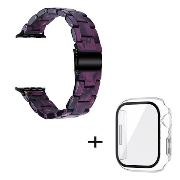 Apple Watch SE 2022 (44mm) klockarmband med 3 pärlor i resin och genomskinligt hölje - Lila Lila