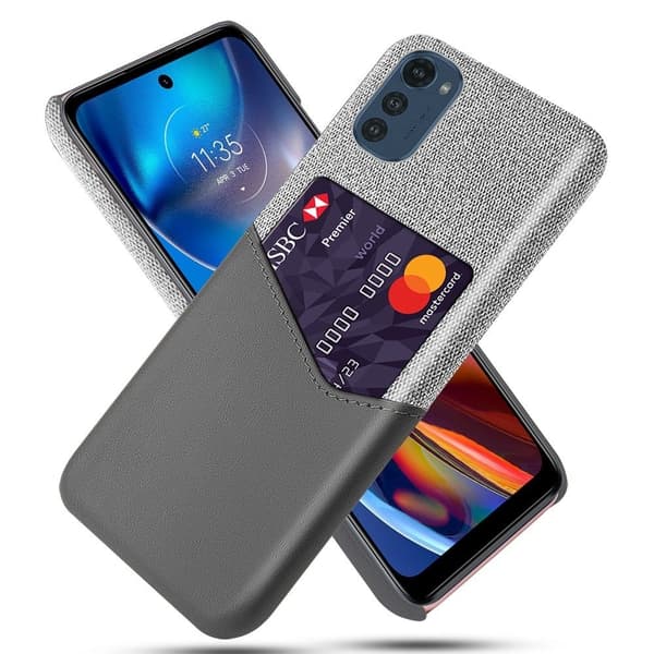 Bofink Motorola Moto E32 cover med kortholder - Sølv/Grå Silver grey