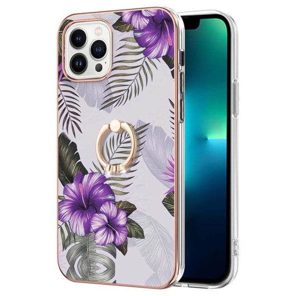 Marble design iPhone 14 Pro cover - Lilla Blomster Purple