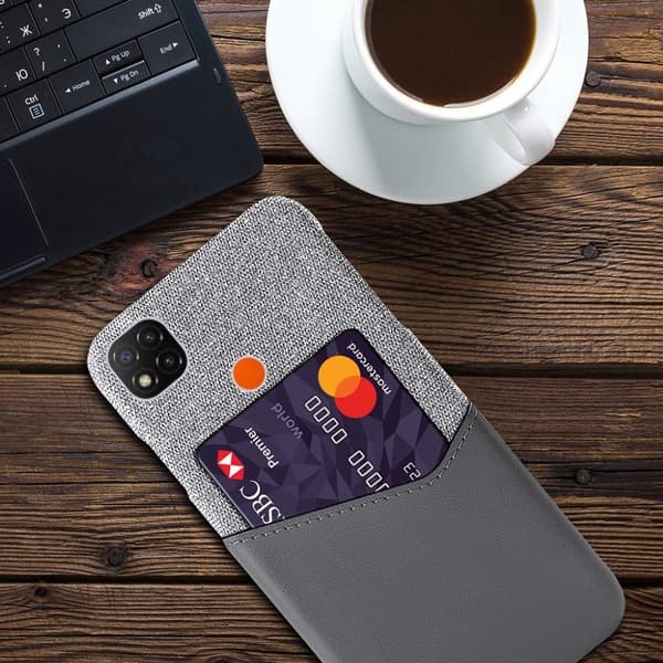 Bofink Xiaomi Redmi 9C Card Suojakuori - Harmaa Silver grey