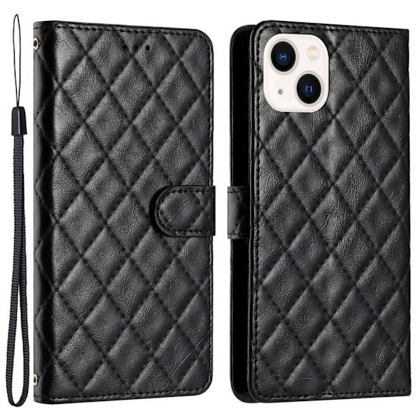 Toimiva rombinen lompakkokotelo iPhone 14 Plus - Musta Black