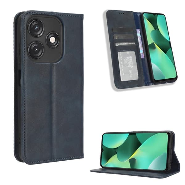 Bofink Vintage läder Tecno Spark 10C fodral - Blå Blå