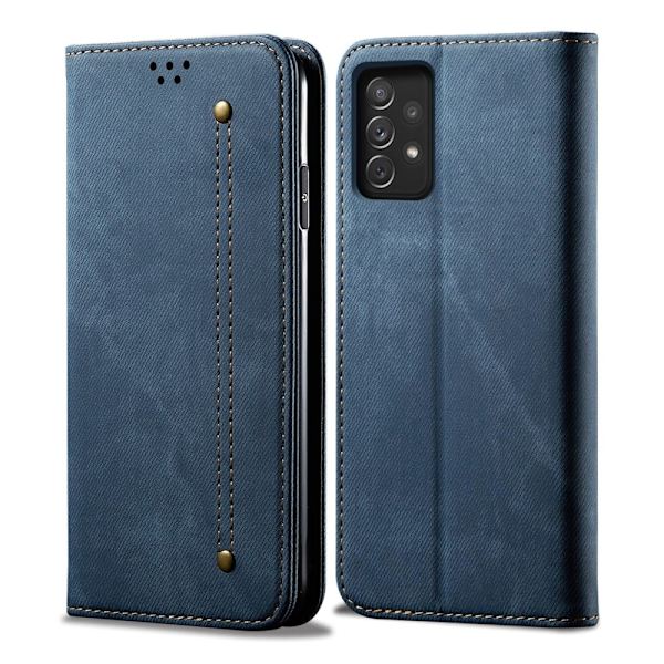 Jeans Samsung Galaxy A73 Flip Etui - Blå Blue