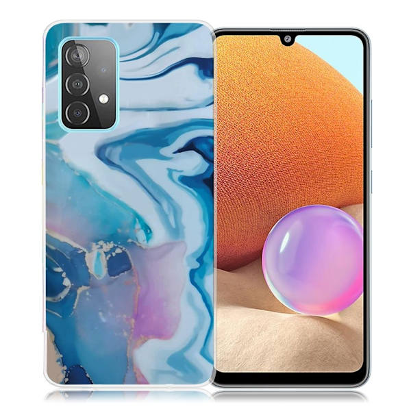 Marble Samsung Galaxy A32 Etui - Blå Splash Blue