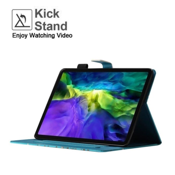 iPad Mini (2019) pattern printing leather case - Butterlfy and F Blue
