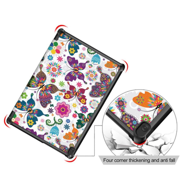 Lenovo Tab M10 tri-fold pattern leather case - Butterfly Multicolor