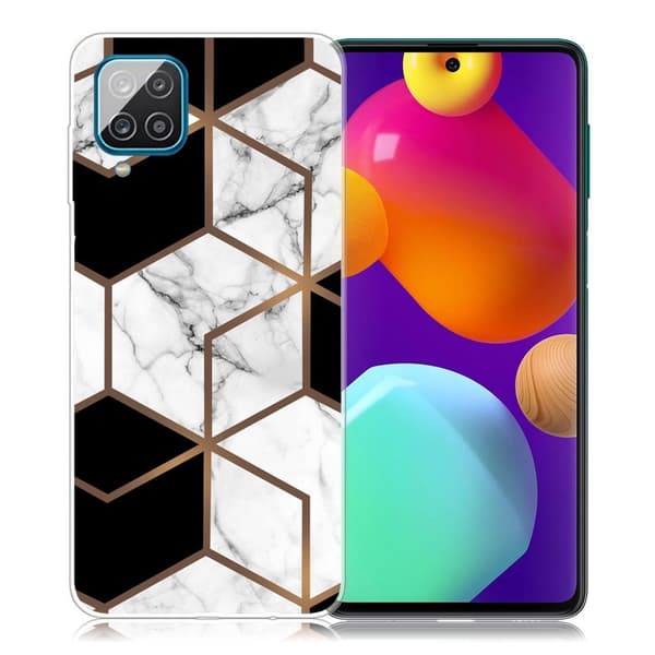 Marble design Samsung Galaxy M62 / Samsung Galaxy F62 cover - Marmor-Terning I Sort Og Hvid Multicolor