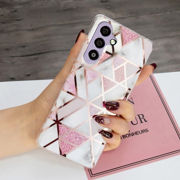 Deco Samsung Galaxy A34 5G Etui - Electroplated Lyserød Marmor Pink