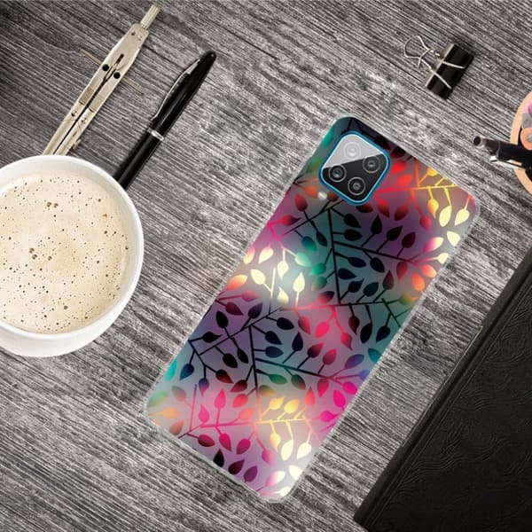 Deco Samsung Galaxy A12 5G Etui - Vibrant Leaves Mønster Multicolor