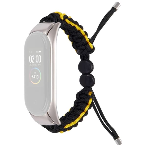 Xiaomi Mi Smart Band 6 / 5 nylon urrem med løbegang - Sort / Gul Black