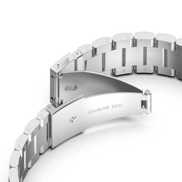 20mm universellt glänsande klockarmband i rostfritt stål - silver Silvergrå