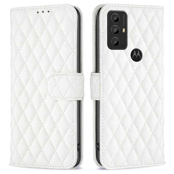 Rhombus mat Motorola Moto G Play (2023) flip etui - Hvid White
