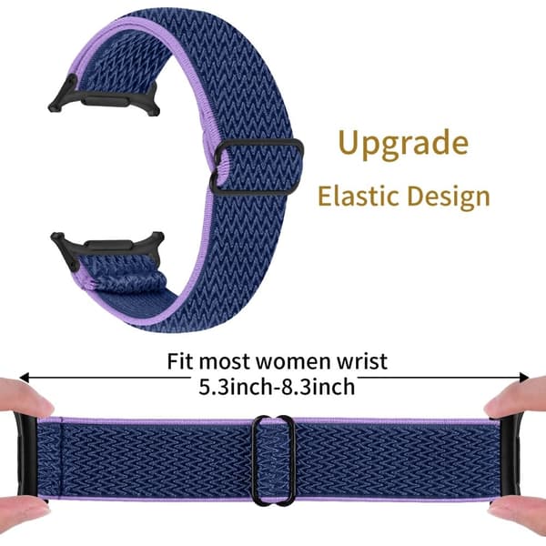 Samsung Galaxy Watch Ultra 47mm urrem med sort stik Justerbar elastisk håndledsrem - Lilla / Blå Blue