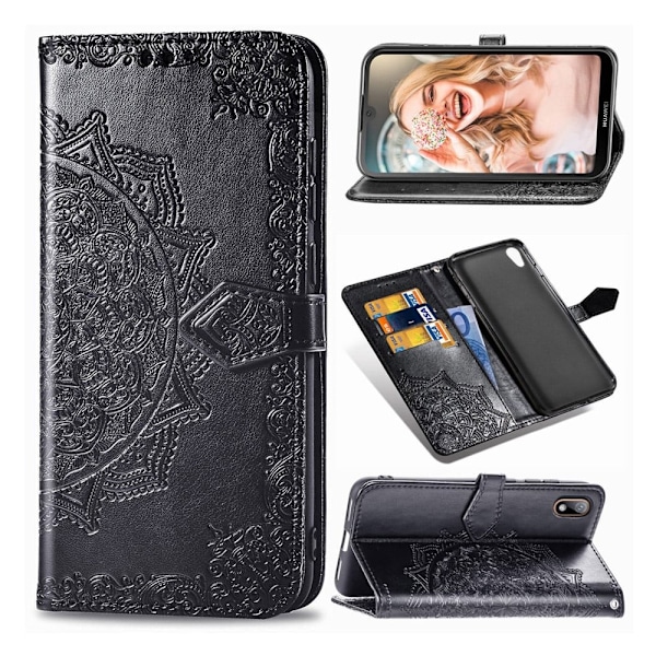Mandala läder Huawei Y5 2019 fodral - Svart Svart