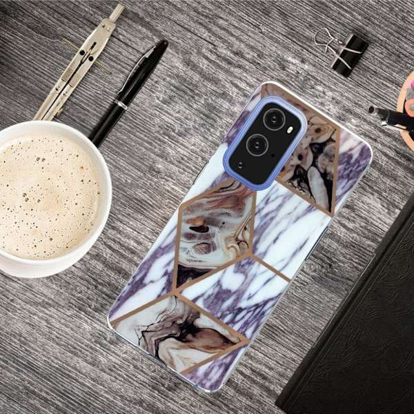 Marmormotiv OnePlus 9 Pro skal - Blå Och Brun Marmor multifärg
