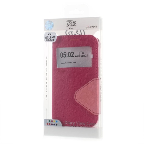 ROAR KOREA læderetui til Samsung Galaxy J1 (2016) med stander og kortholder - Pink Pink