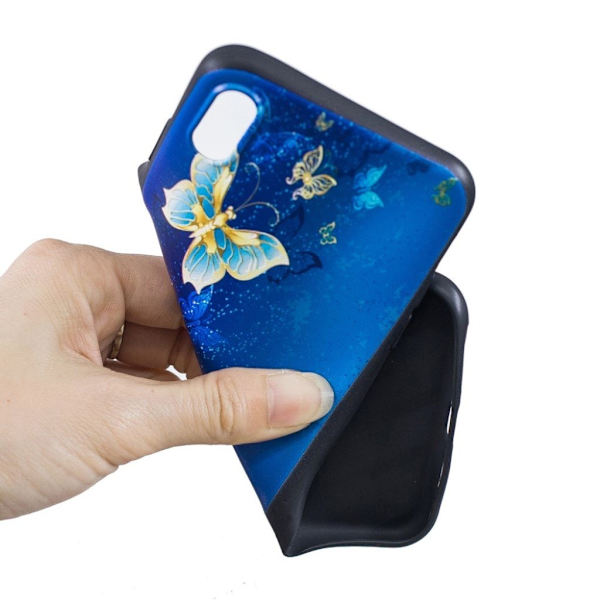 Butterfly läder iPhone Xs Max fodral - Blå Blå