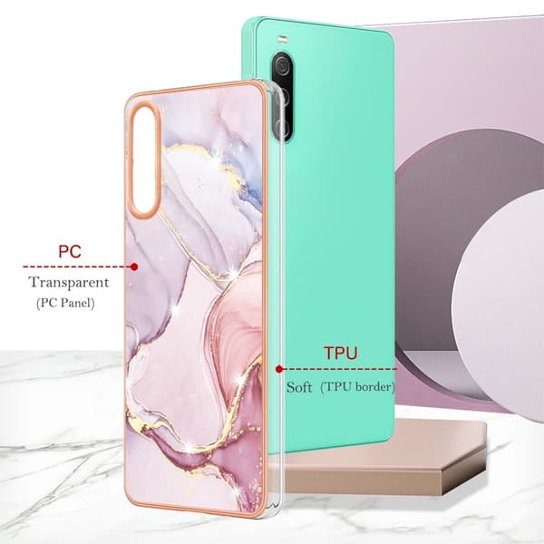 Marble Sony Xperia 10 IV Etui - Lilla / Rosa Klinkekule Pink