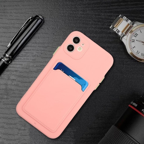 Card Holder Deksel til iPhone 12 Mini - Rosa Pink