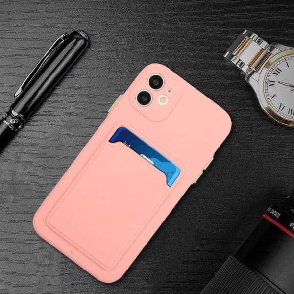 iPhone 12 Mini skal med korthållare - Rosa Rosa
