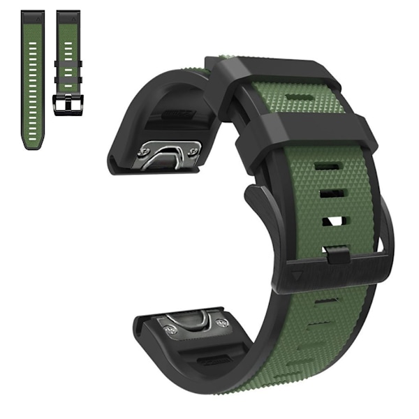 26mm kaksivärinen kellohihna Garmin-kelloon - Armeijan Vihreä / Musta Green