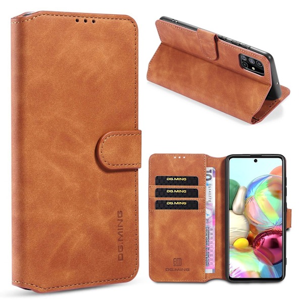 DG.MING Samsung Galaxy A51 Retro kotelot - Punainen Brown