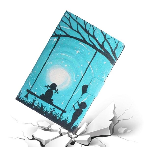 iPad 10.9 (2022) Pattern Printing Vegansk Læder stødsikkert Cover Foldable Stand Tablet Drop Resistant Case with Card Slots - Elskere Blue