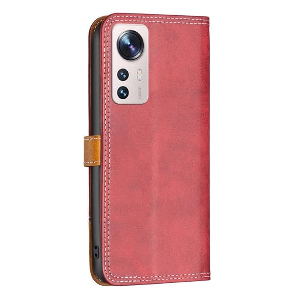 BINFEN kaksivärinen nahkakotelo Xiaomi 12 Lite - Punainen Red