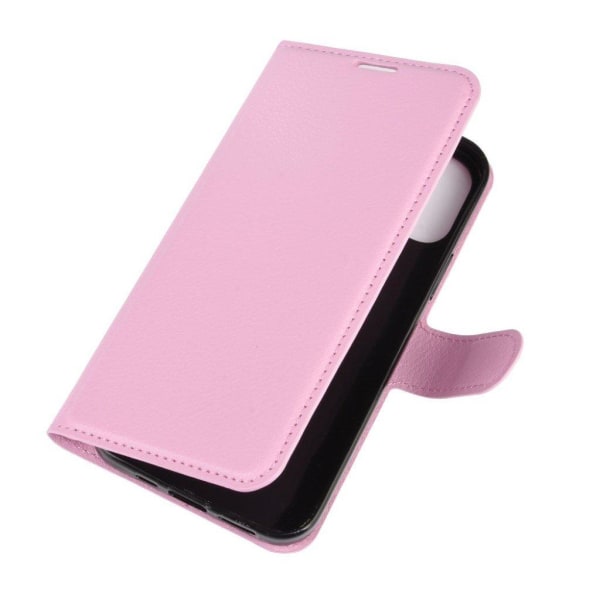 Litchi Texture Leather Wallet Shell Stand Phone Case iPhone 12 P Pink