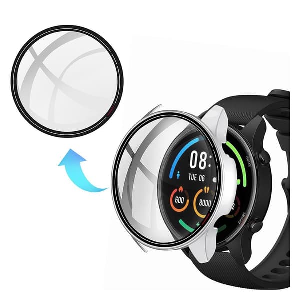 Xiaomi Mi Watch Color suojakuori + ohimolasi - Hopea Silver grey
