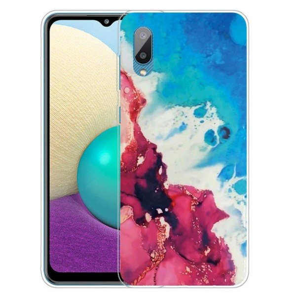 Marble design Samsung Galaxy M02 / Samsung Galaxy A02 cover - Stænk Af Rødt Og Blå Multicolor