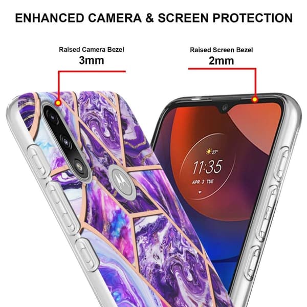 Marble Motorola Moto E7i Power / E7 Power Etui - Mørkelilla Purple