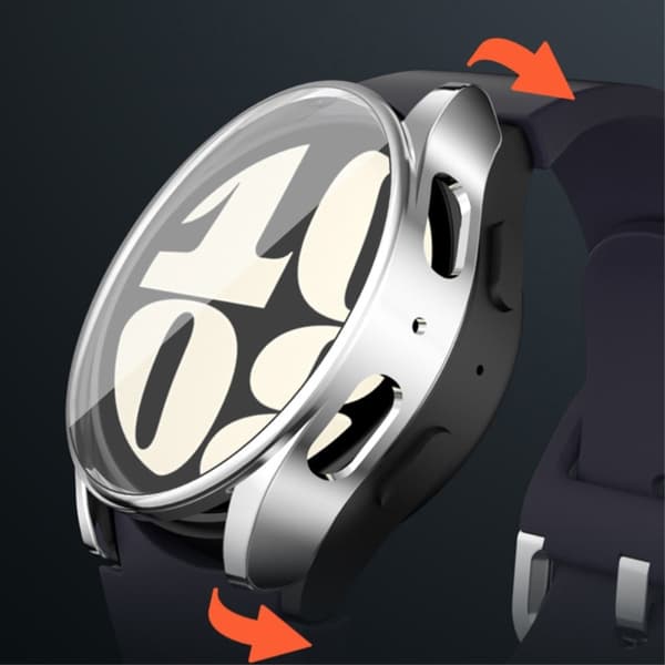 Samsung Galaxy Watch7 44mm Case Full Guard Soft Flexible Watch Protector Built-In Screen Cover - Silver Silver grey
