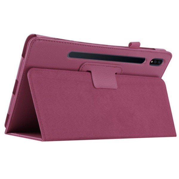 Samsung Galaxy Tab S7 Plus litchi læder flip etui - lilla Purple