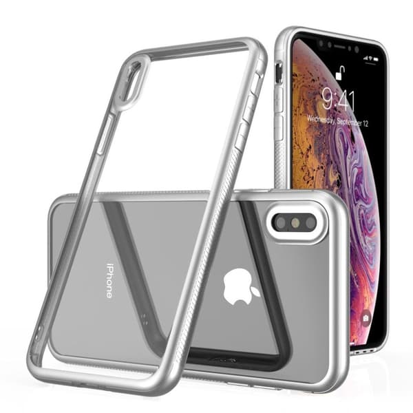 LEEU DESIGN iPhone Xs Max galvanointi hybridi tapauksessa - Hopea Silver grey
