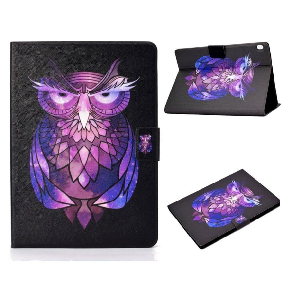 Lenovo Tab M10 pattern printing leather case - Purple Owl Lila