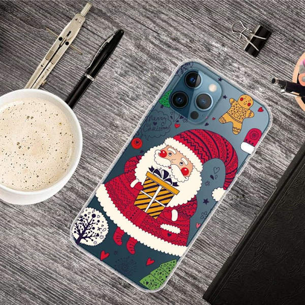 iPhone 14 Pro Funny Christmas Pattern Design Phone Case Soft Flexible Slim stødsikkert Anti-Fingerprint Cover - Santa Claus Brings Presents Red