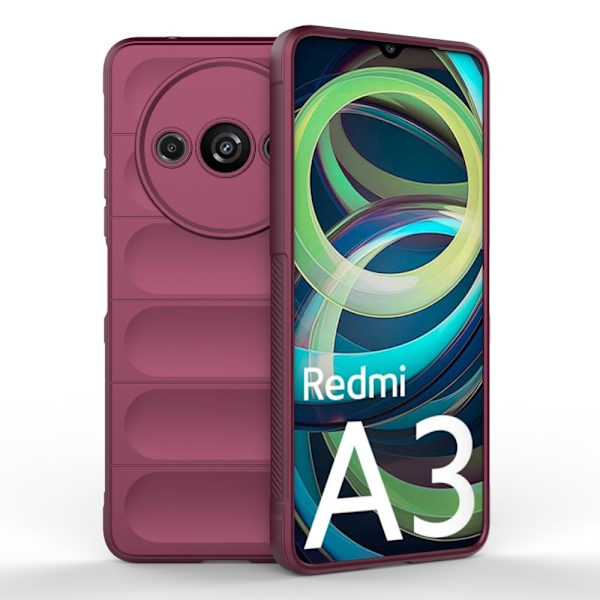 Mjukt greppformat Xiaomi Redmi A3 skal - Vinröd Röd