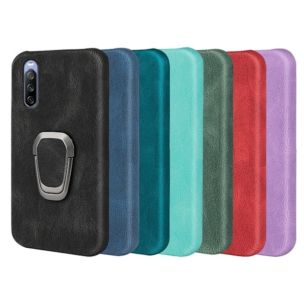 Stötsäkert läderfodral med oval kickstand för Sony Xperia 10 III Lite / 10 III - Röd Röd