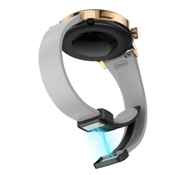 20 mm universellt silikonarmband med svart spänne - Ljusgrå Silvergrå