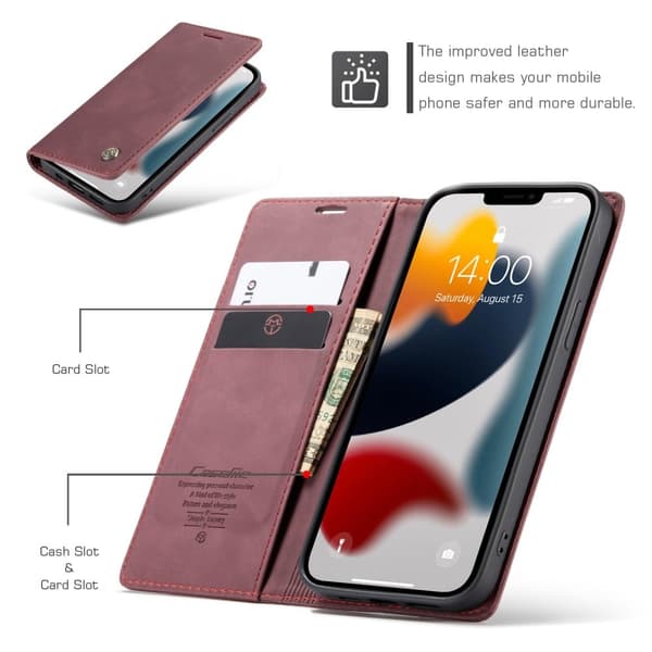 CaseMe vintage iPhone 13 Pro fodral - Röd Röd
