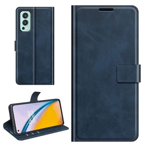 Hållbart konstläder OnePlus Nord 2 5G fodral med plånbok - Blå Blå